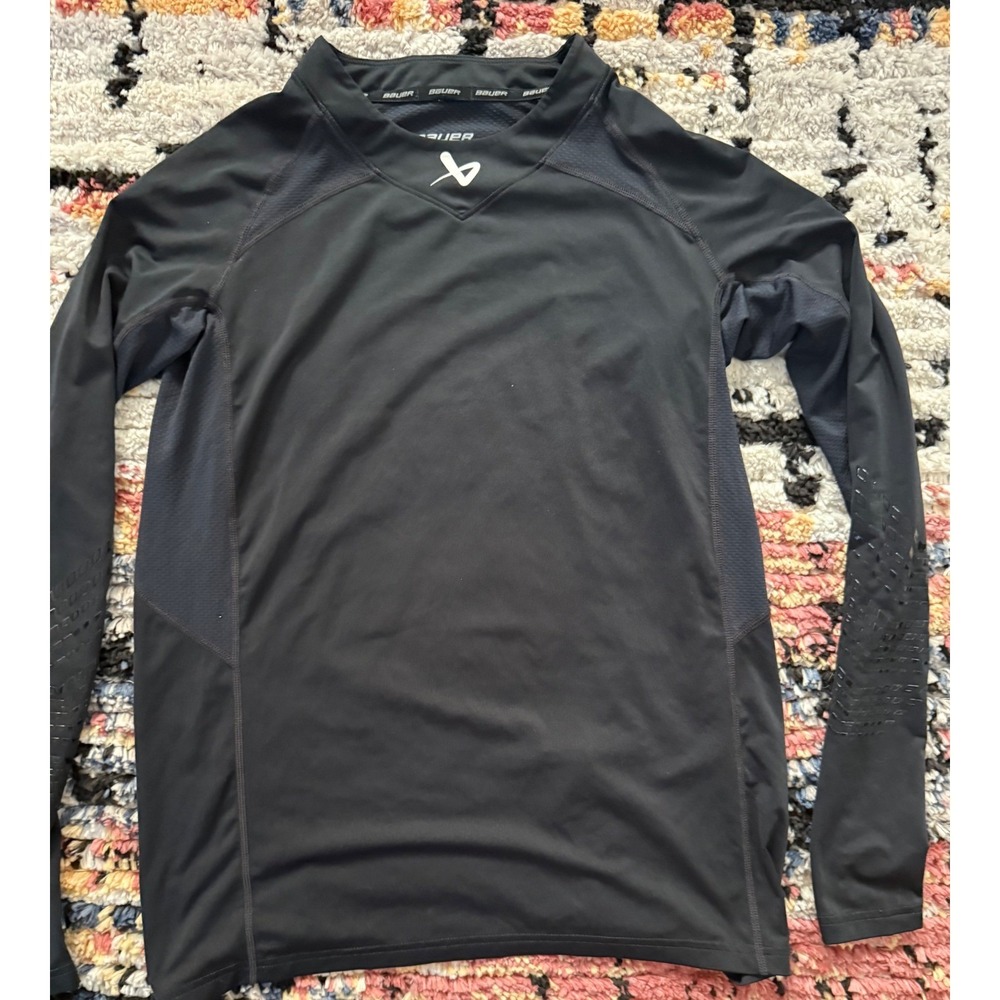 Bauer Hockey Fit Men Black Long Sleeve Base Layer Performance Shirt Small S/P